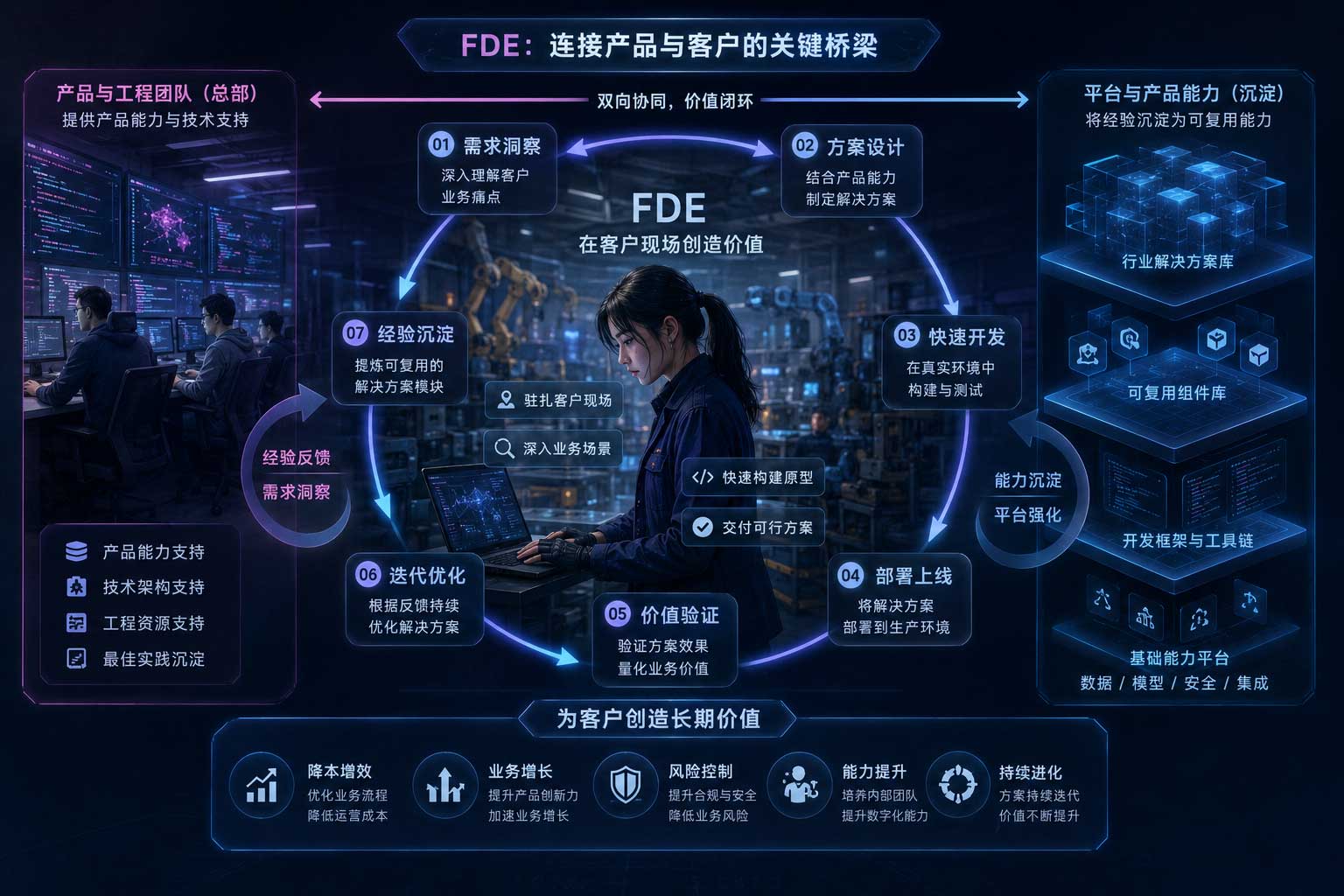 FDE 连接产品与客户的服务架构图
